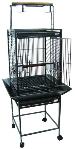 yml 1/2-inch bar spacing play top wrought iron parrot cage, 18